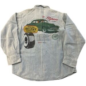 GAP kids button down shirt boys size large blue cars old time vintage looking